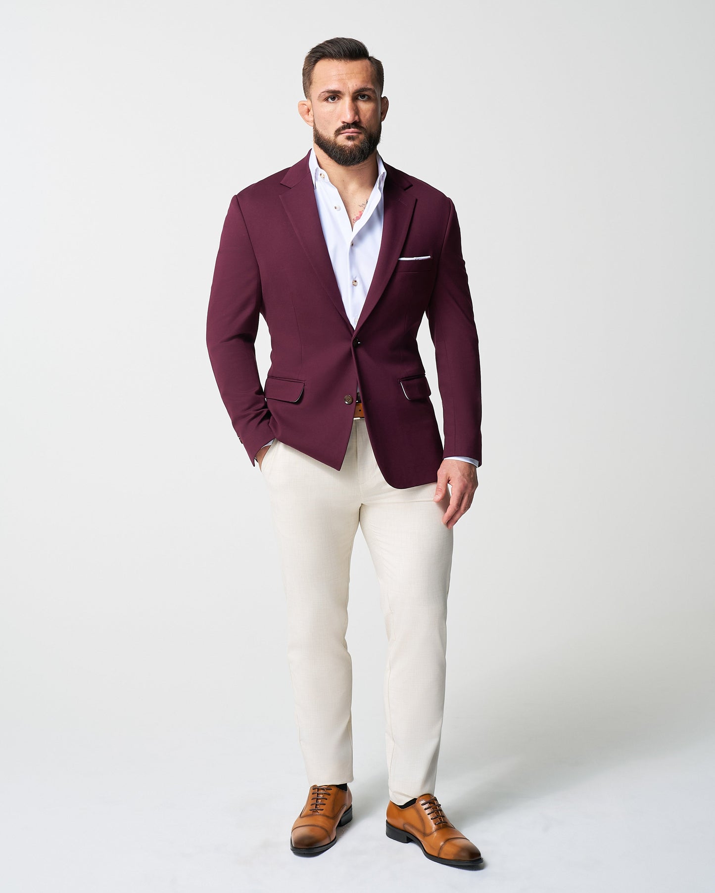 Athletic Fit Stretch Suit - Solid Plum | State & Liberty Suits
