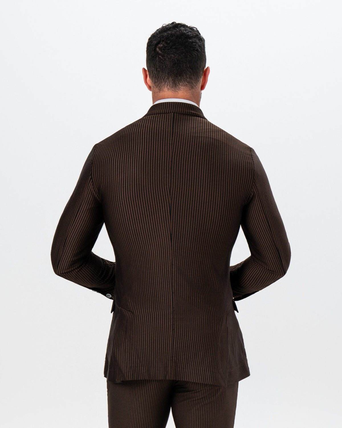 Athletic Fit Stretch Blazer - Brown & Black Seersucker | State & Liberty Suits|Blazers