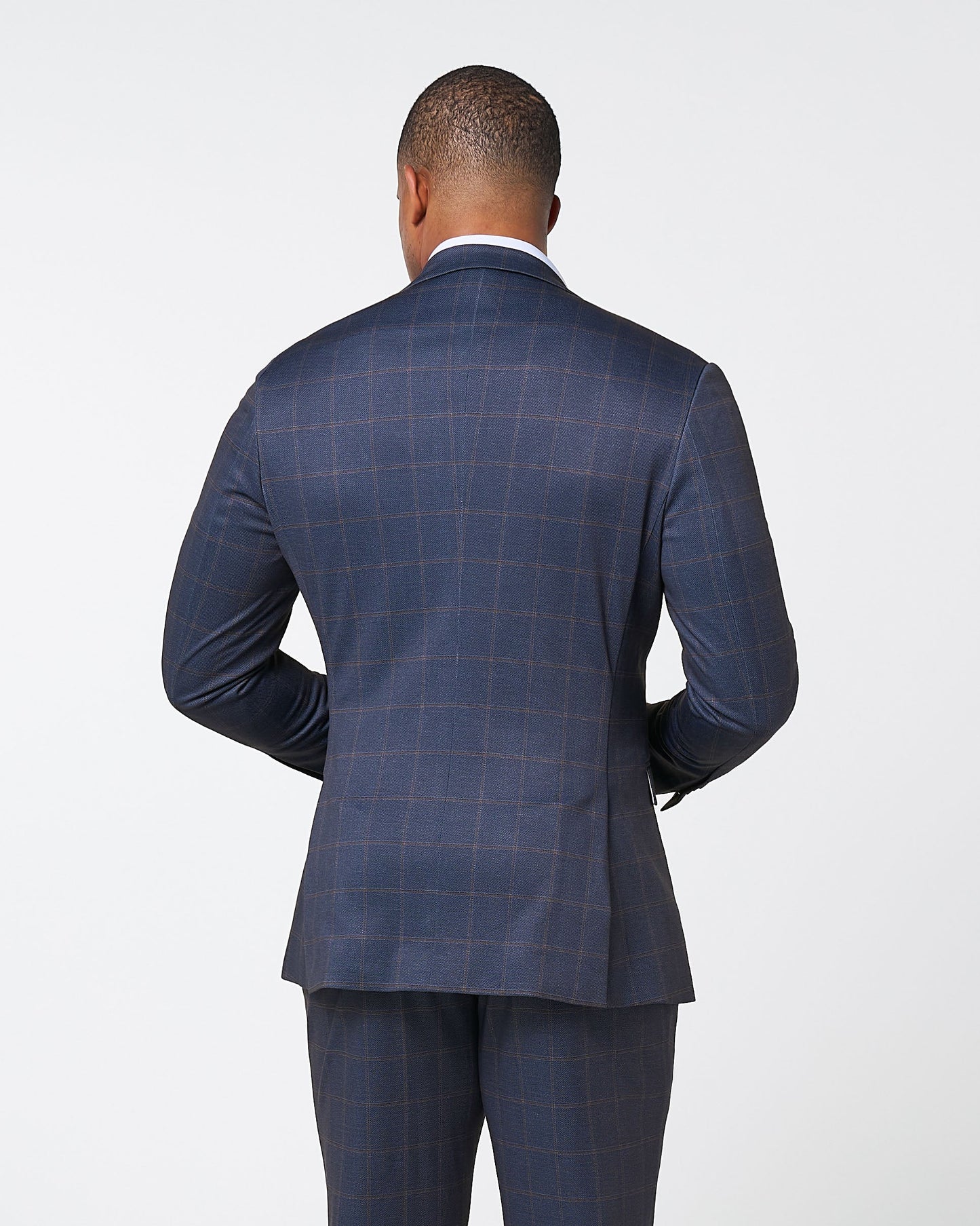 Athletic Fit Stretch Blazer - Navy & Brown Windowpane | State & Liberty Suits|Blazers