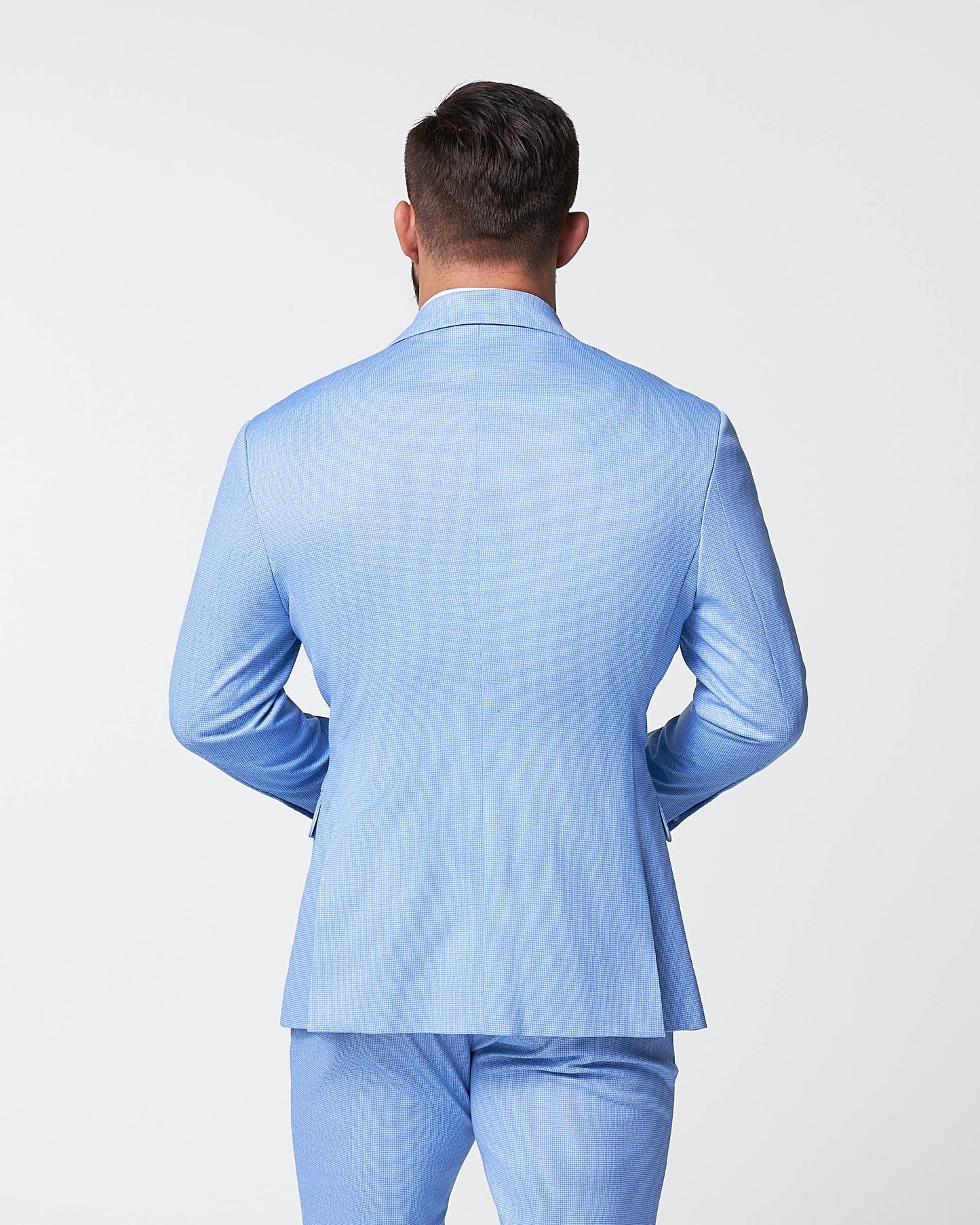 Athletic Fit Stretch Blazer - Light Blue Mini Houndstooth | State & Liberty Suits|Blazers