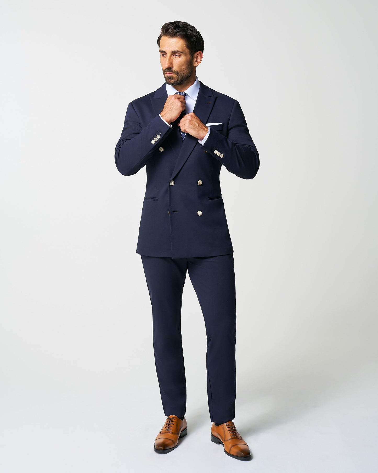 Athletic Fit Stretch Blazer - Navy Double Breasted | State & Liberty Suits|Blazers
