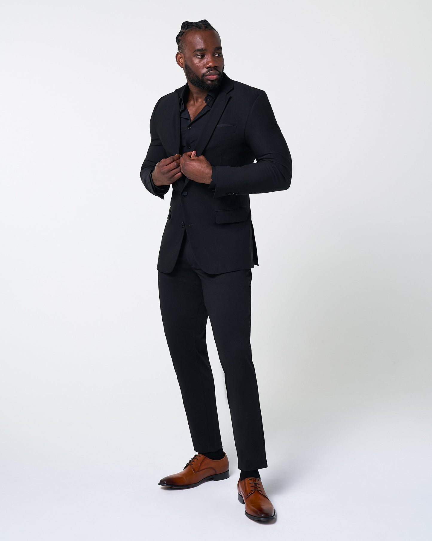 Athletic Fit Stretch Suit Pants - Black | State & Liberty Suits|Bottoms
