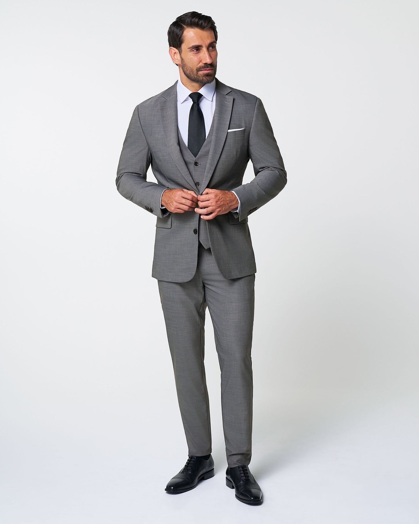 Athletic Fit Stretch Suit Pants - Heathered Grey | State & Liberty Suits|Bottoms