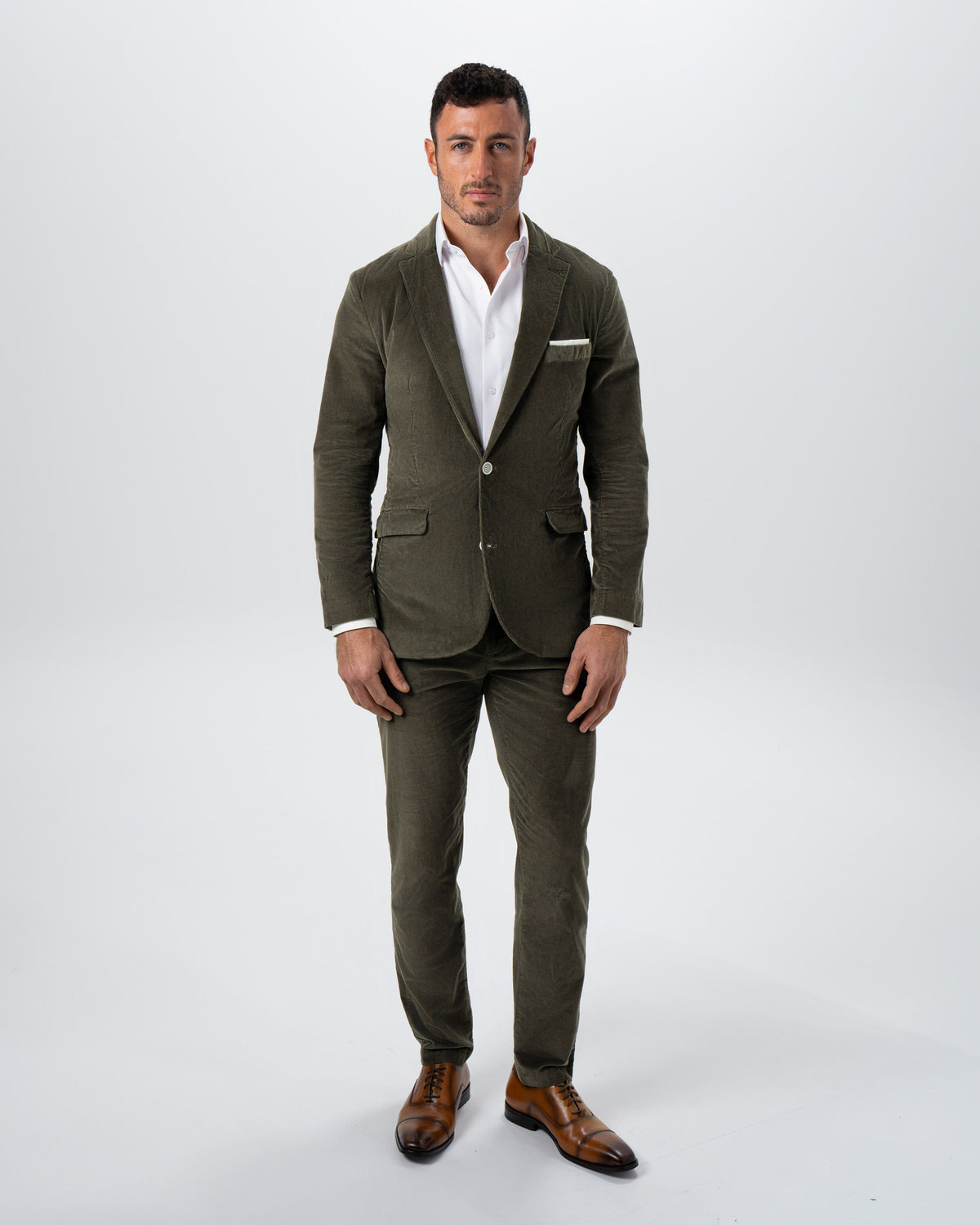 Corduroy Flat Front Waistband Pant - Dark Olive | State & Liberty Suits|Bottoms