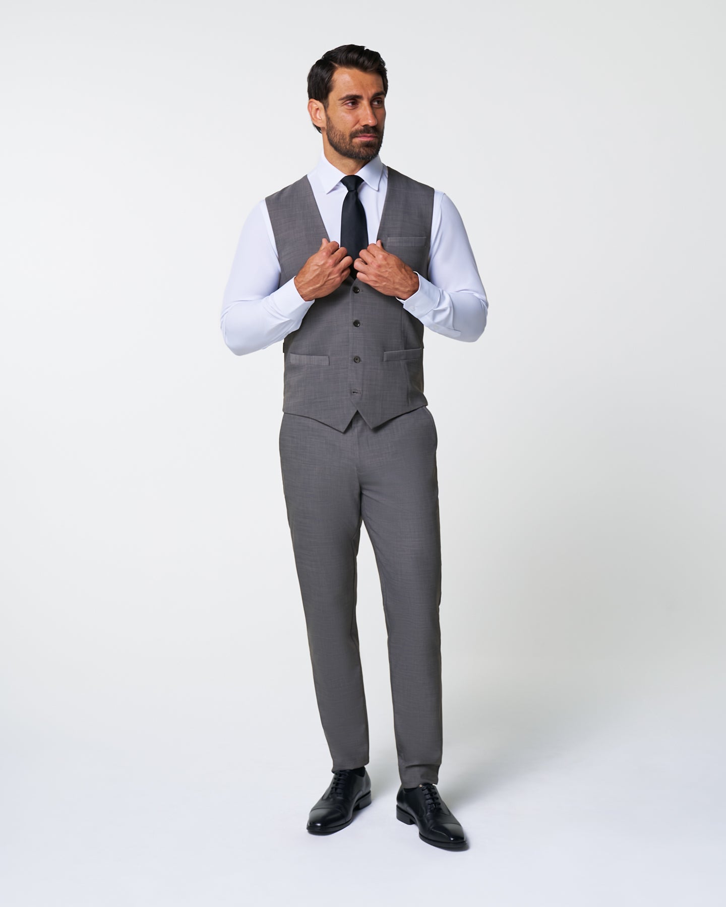 Athletic Fit Stretch Suit Vest - Heathered Grey | State & Liberty Suits