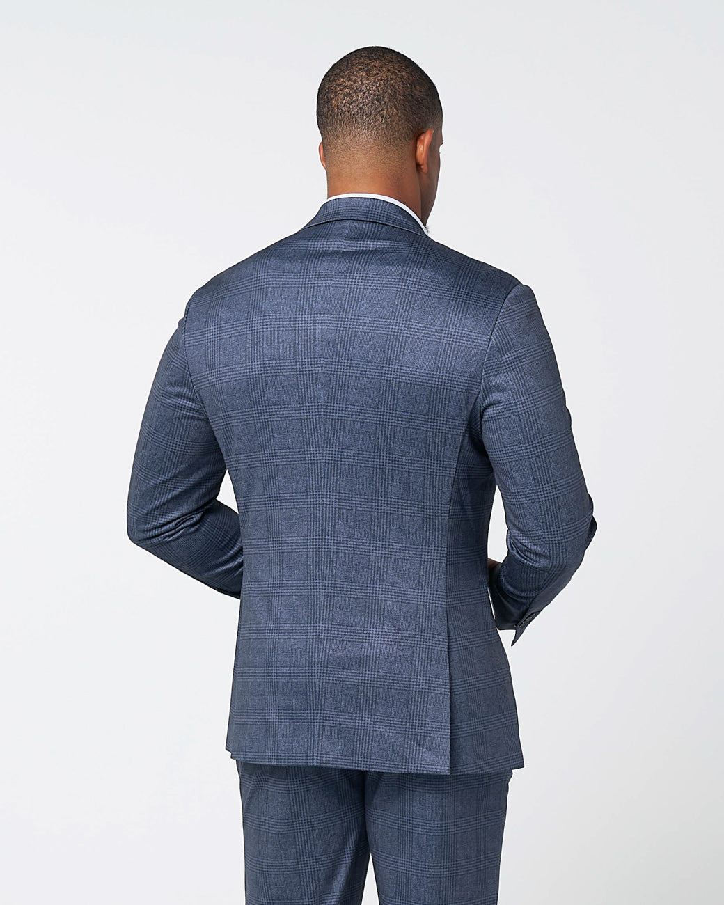 Athletic Fit Stretch Blazer - Storm Blue & Navy Plaid | State & Liberty Blazers|Suits