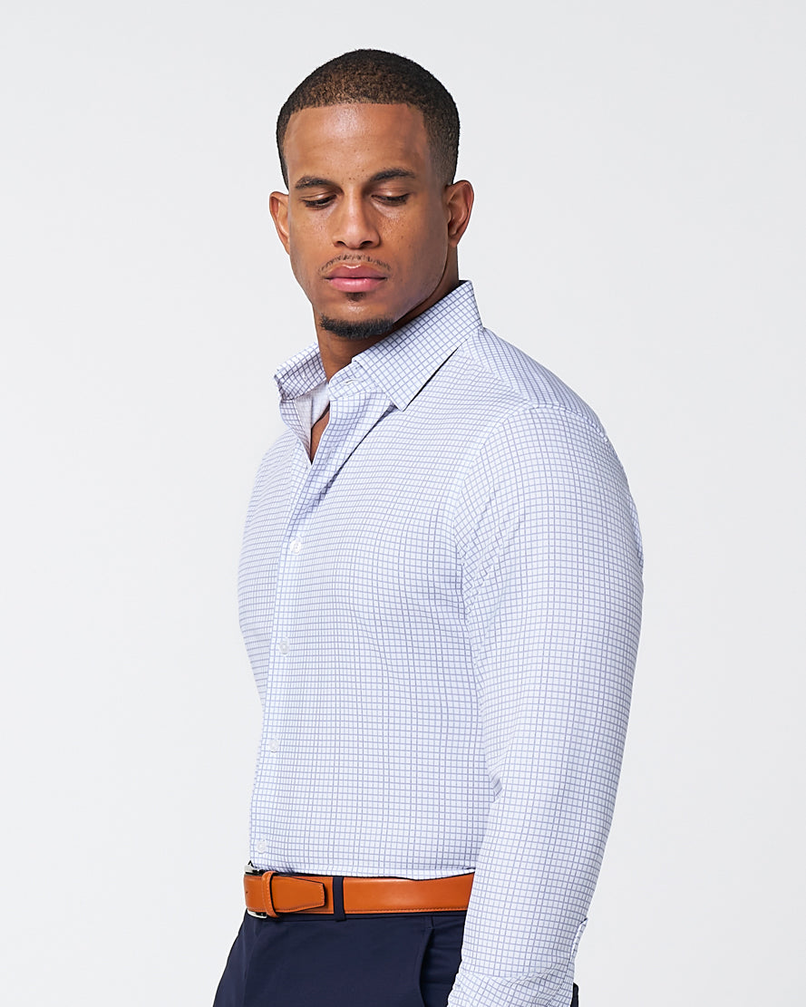 "The Baxter" Blue Mini Line Patterned Windowpane | State & Liberty Dress Shirts