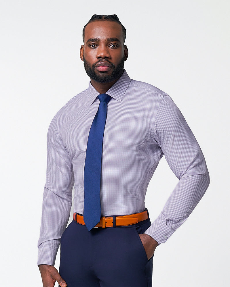 "The Arlo" Lavender Double Check | State & Liberty Dress Shirts