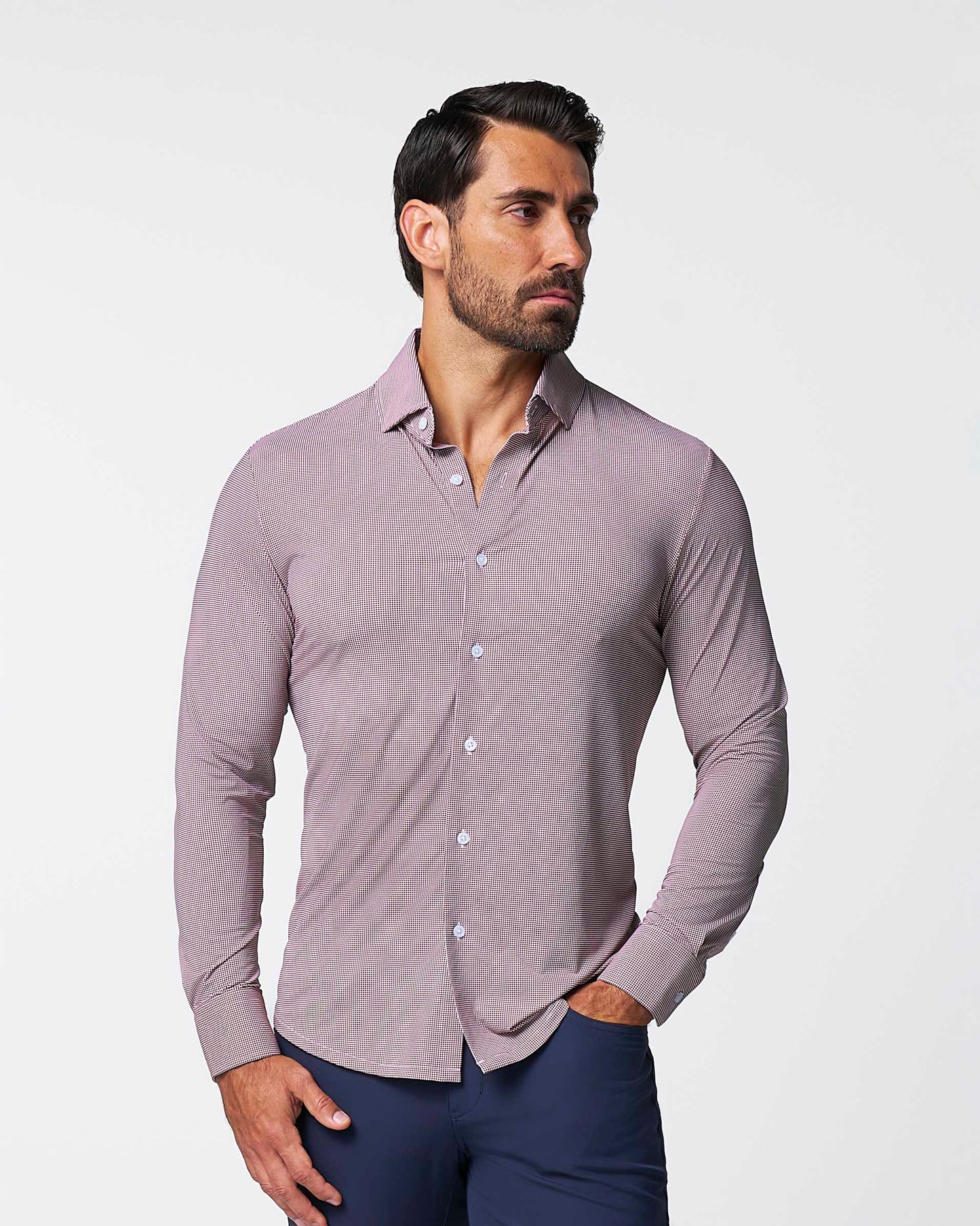 "The Colt" Sport Shirt - Deep Purple Microcheck | State & Liberty Dress Shirts