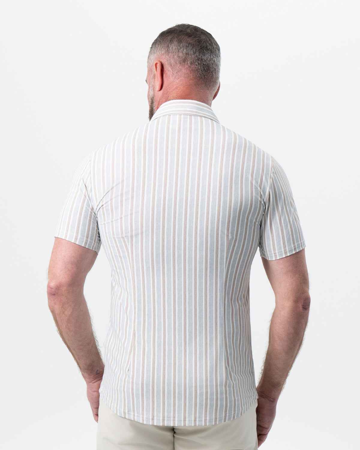 "The Maui" Light Blue & Brown Stripe | State & Liberty Tops