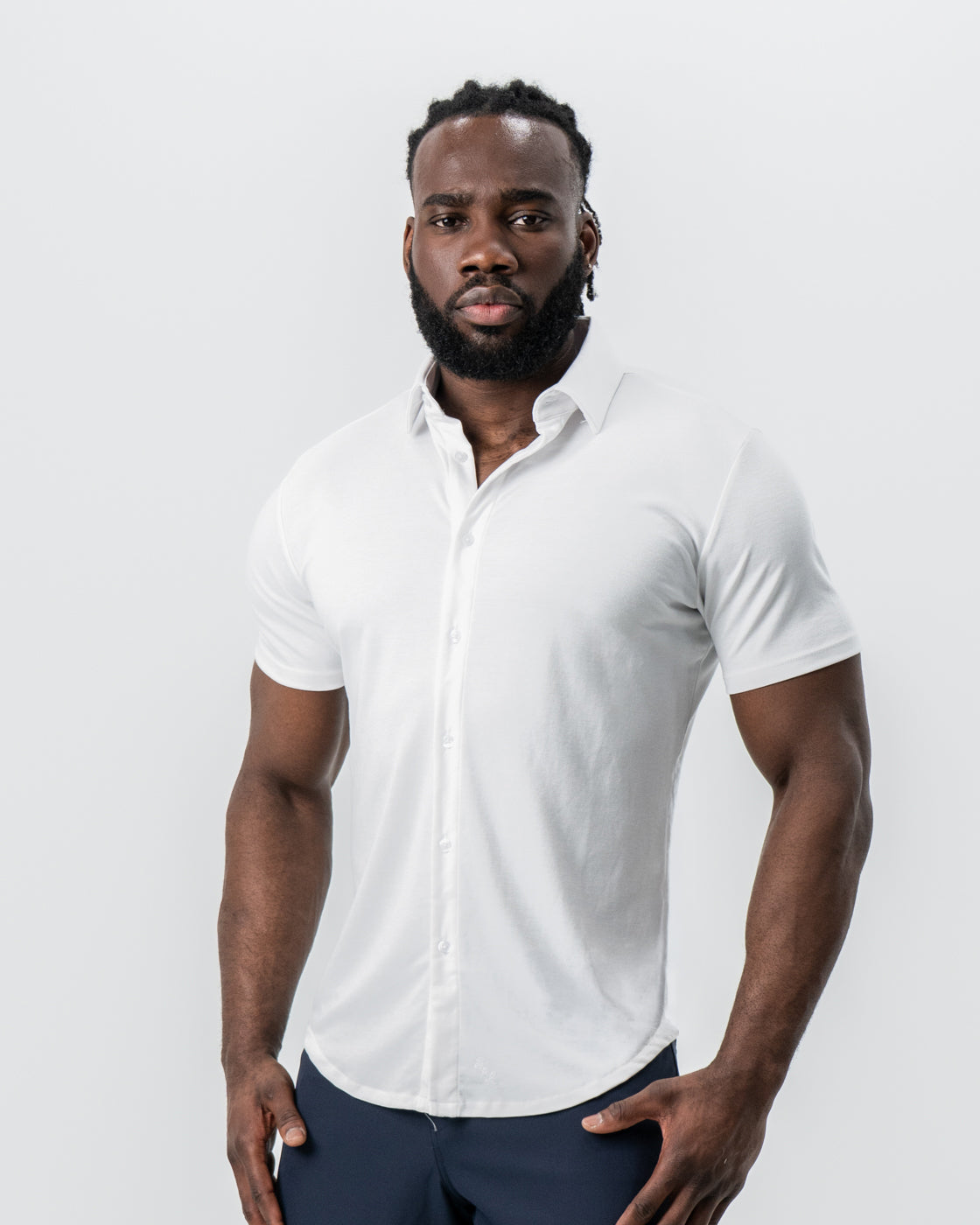 "The Kendric" White Pique Short Sleeve Button Down | State & Liberty Tops