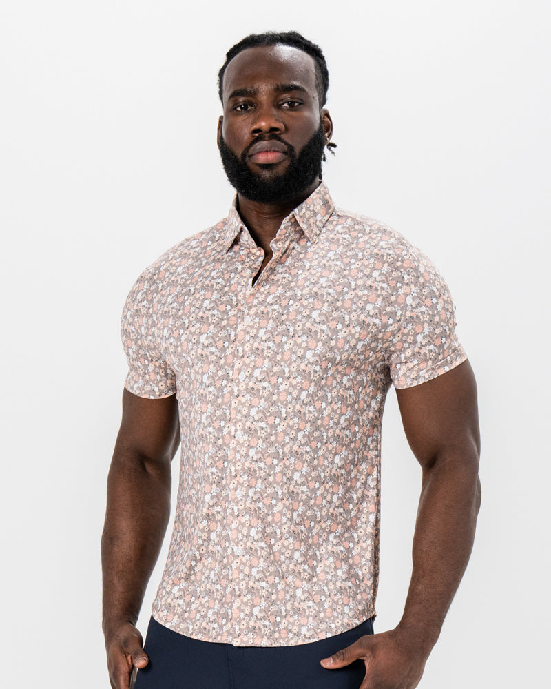 "The Westbury" Abstract Brown Floral Print | State & Liberty Tops