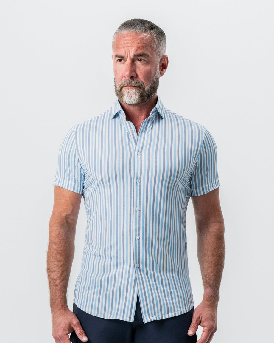 "The Vito" Blue, Navy, and White Striped | State & Liberty Tops