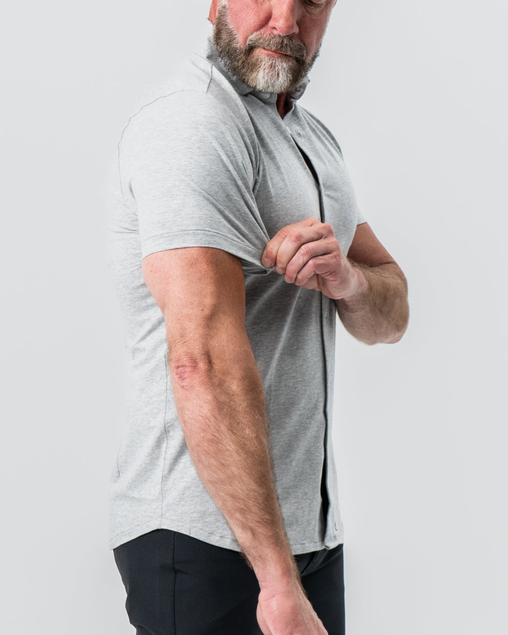 "The Baldwin" Grey Short Sleeve Button Down | State & Liberty Tops