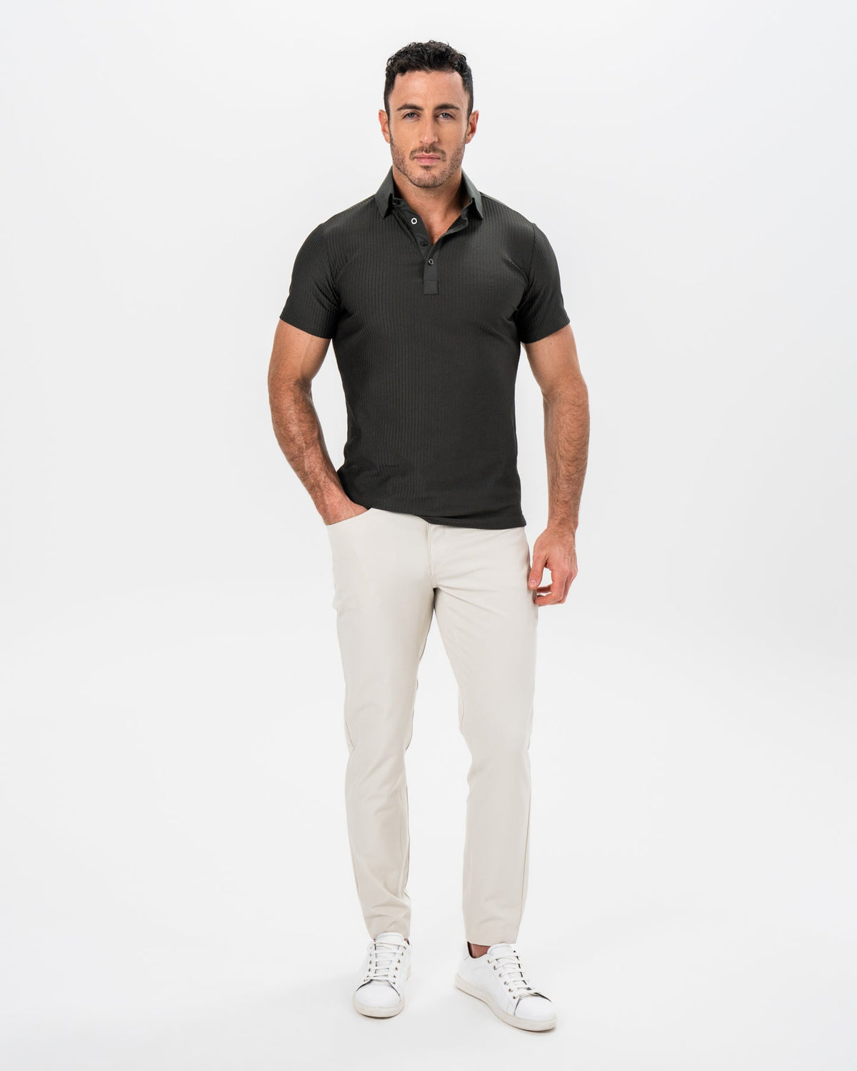 Seersucker Polo - Army Green | State & Liberty Tops