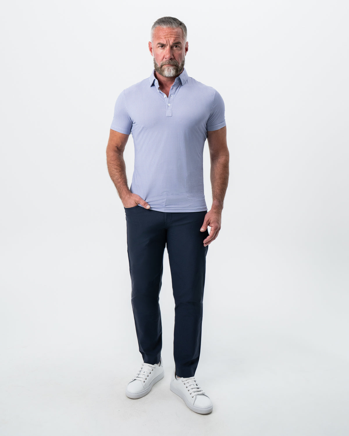 "The Delray" Navy & Pink Cross Stitch | State & Liberty Tops