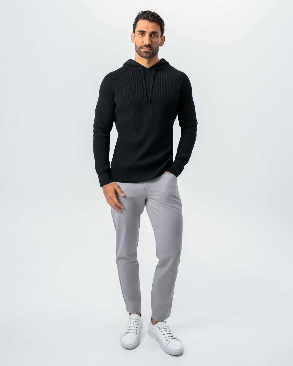 Heavy Knit Hoodie - Black | State & Liberty Tops