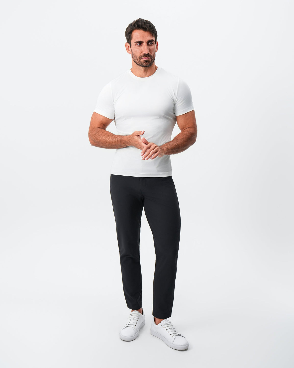 Brushed Mid-Weight Short Sleeve Crewneck - White | State & Liberty Tops