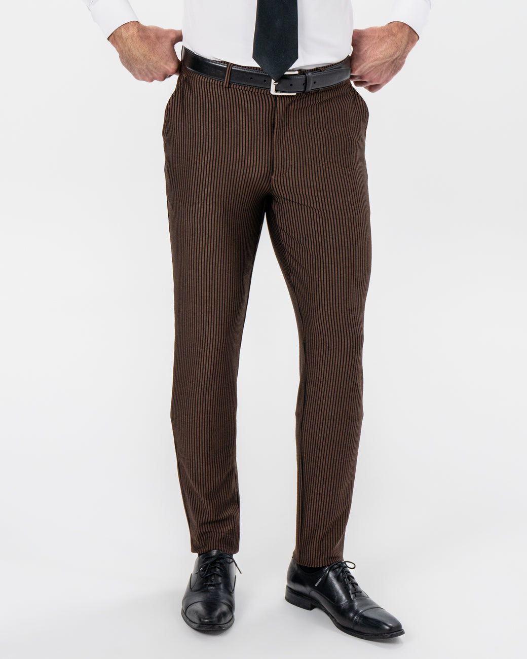 Athletic Fit Stretch Pants - Brown & Black Seersucker | State & Liberty Bottoms