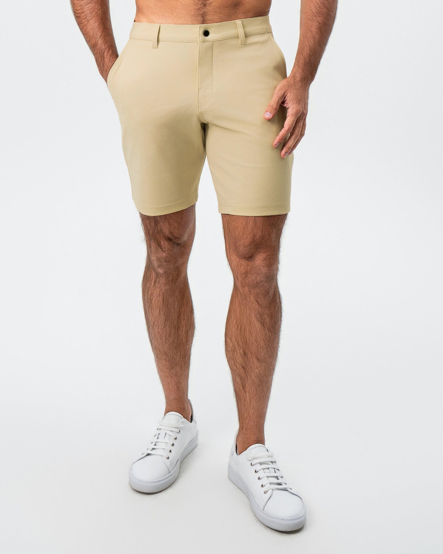 Athletic Fit Shorts - Mid Khaki | State & Liberty Bottoms