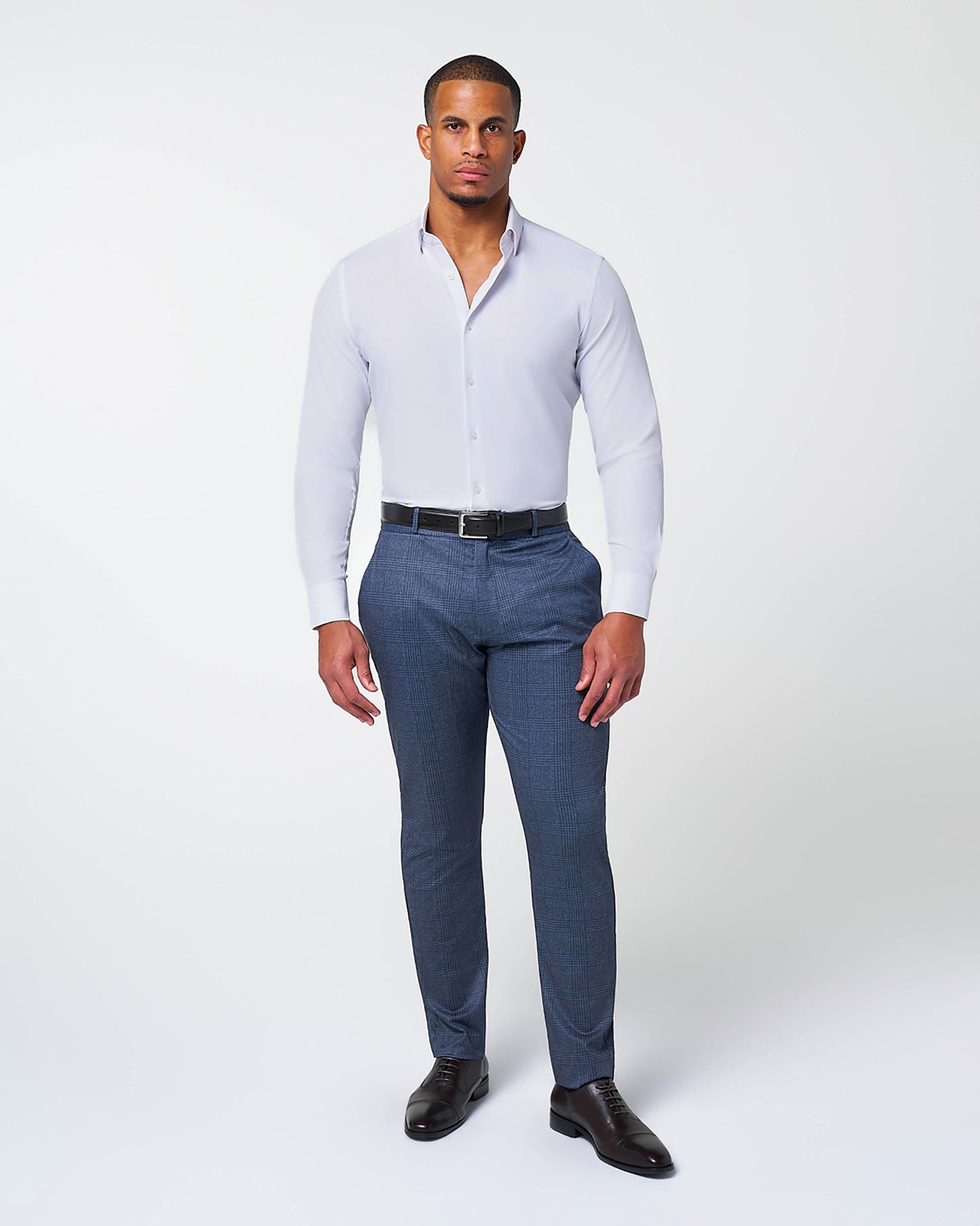 Athletic Fit Stretch Suit - Storm Blue & Navy Plaid | State & Liberty Suits