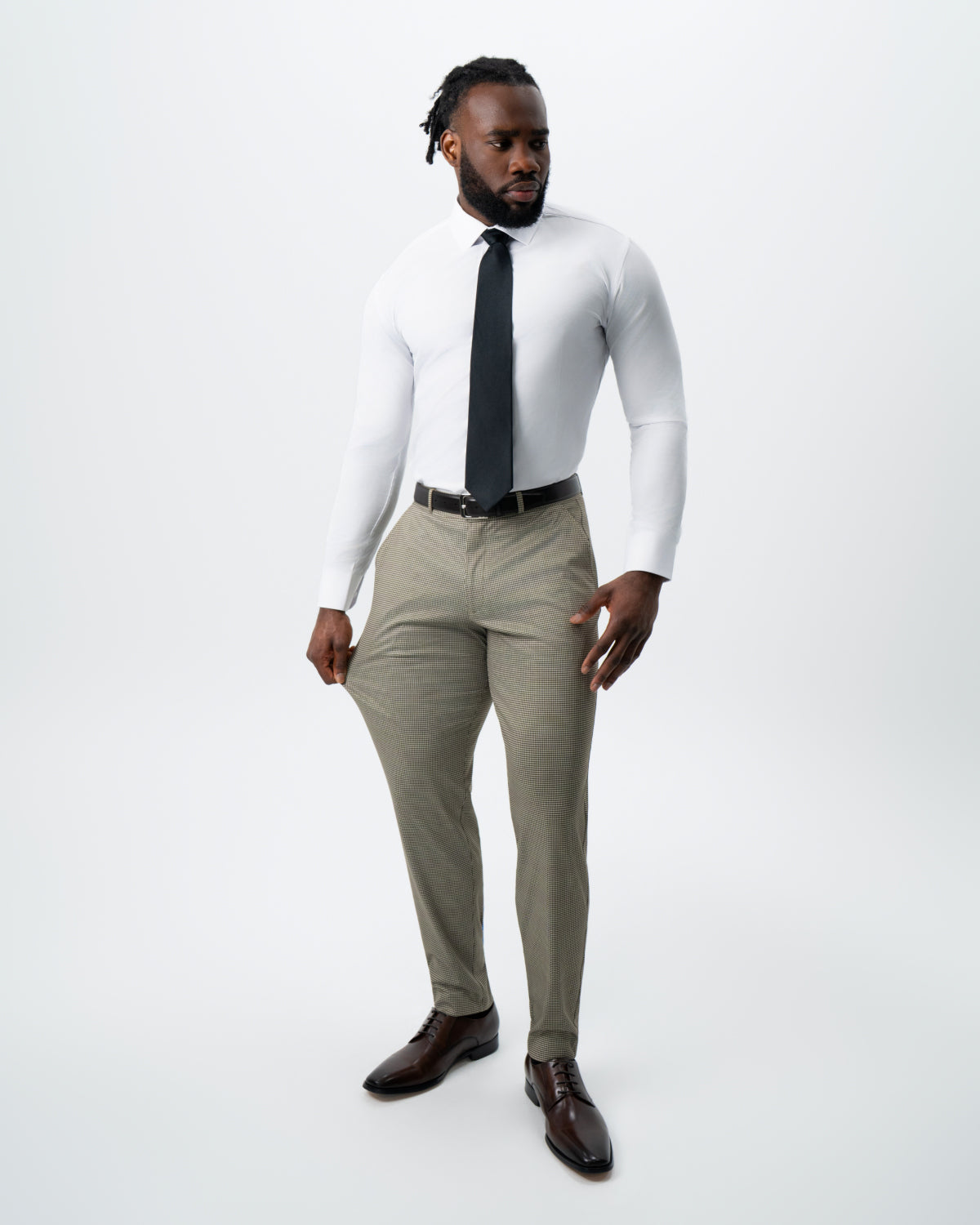Athletic Fit Stretch Suit - Olive Houndstooth | State & Liberty Suits