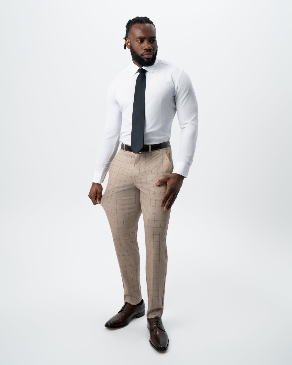 Athletic Fit Stretch Suit - Khaki and Olive Windowpane | State & Liberty Suits