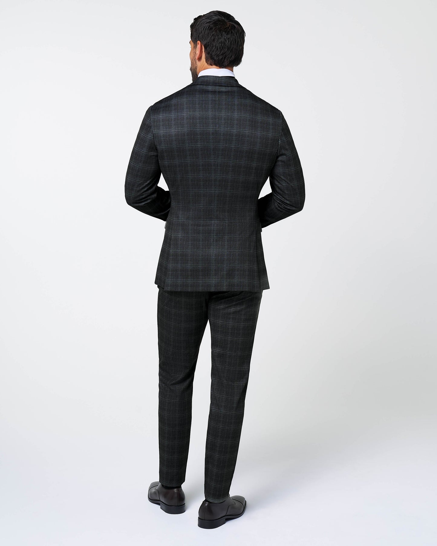 Athletic Fit Stretch Suit - Stone Grey Plaid | State & Liberty Suits