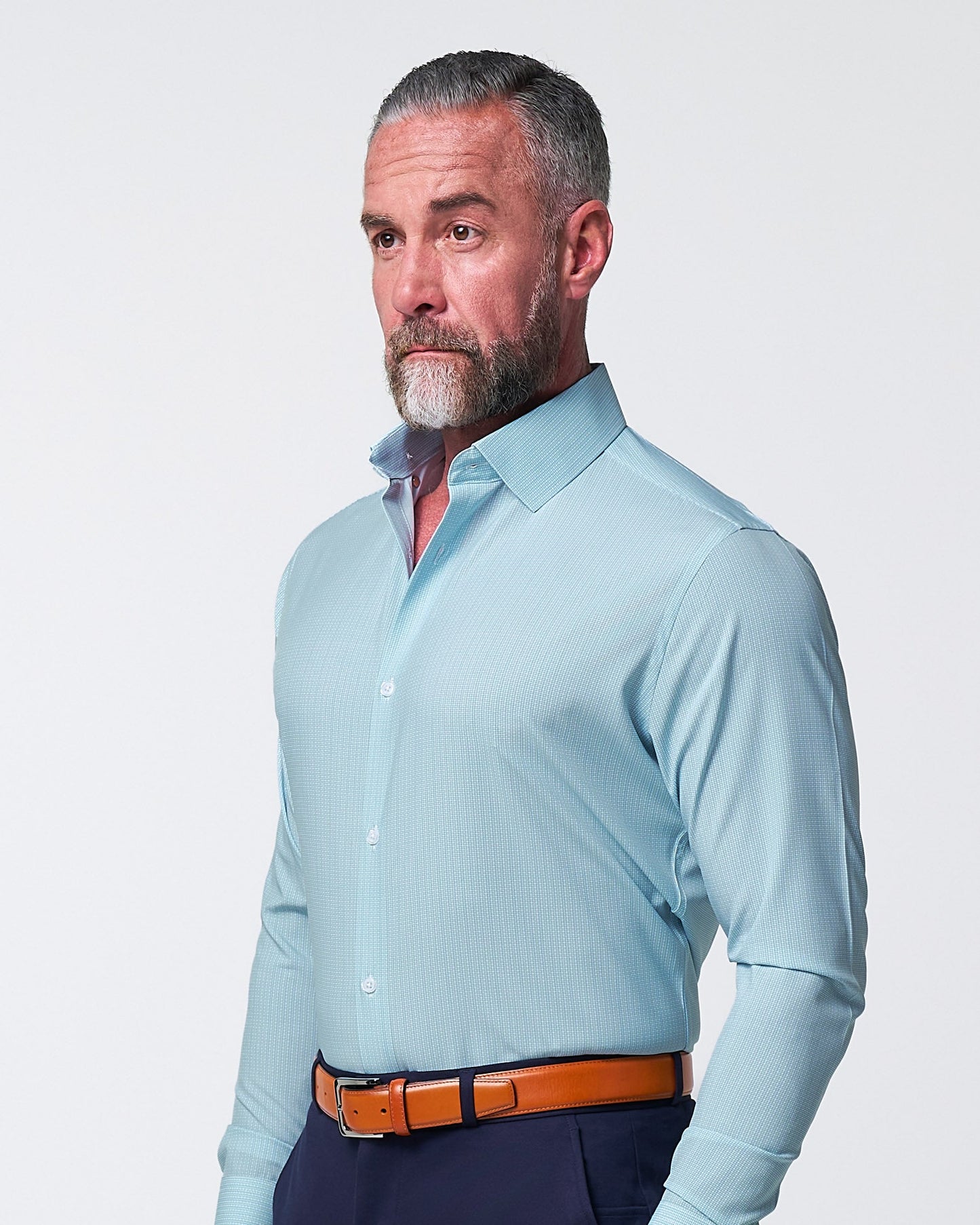 "The Atlas" Mint, Blue & White Mini Check | State & Liberty Dress Shirts