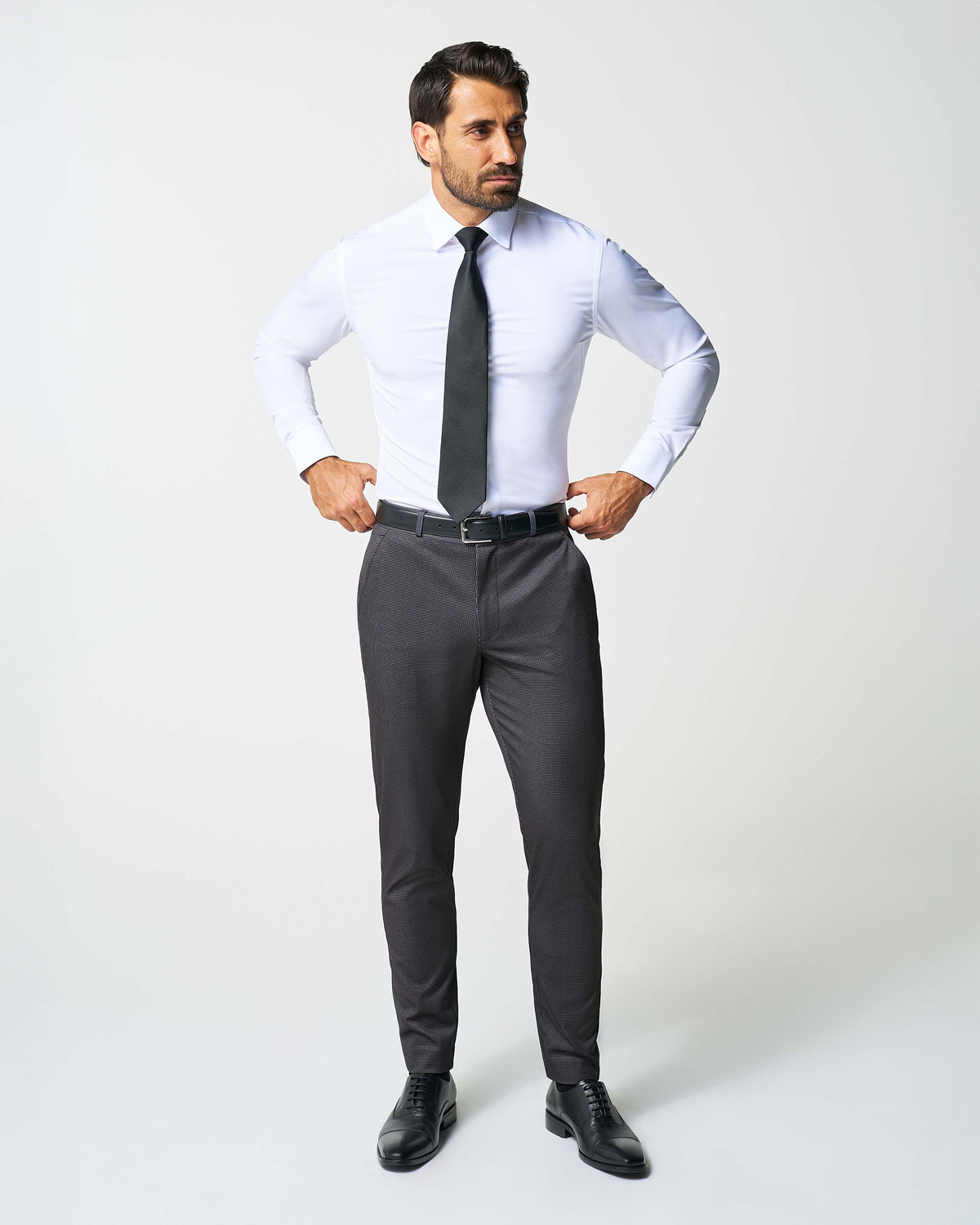 Athletic Fit Stretch Suit - Grey & Black Houndstooth | State & Liberty Suits