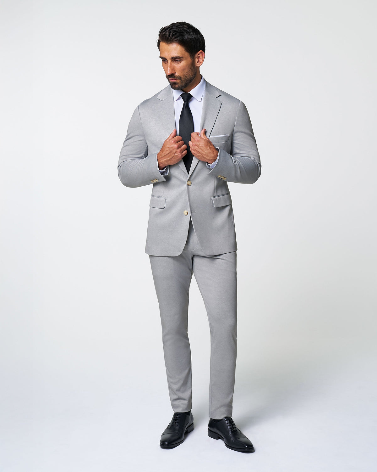 Athletic Fit Stretch Suit - Solid Light Grey | State & Liberty Suits