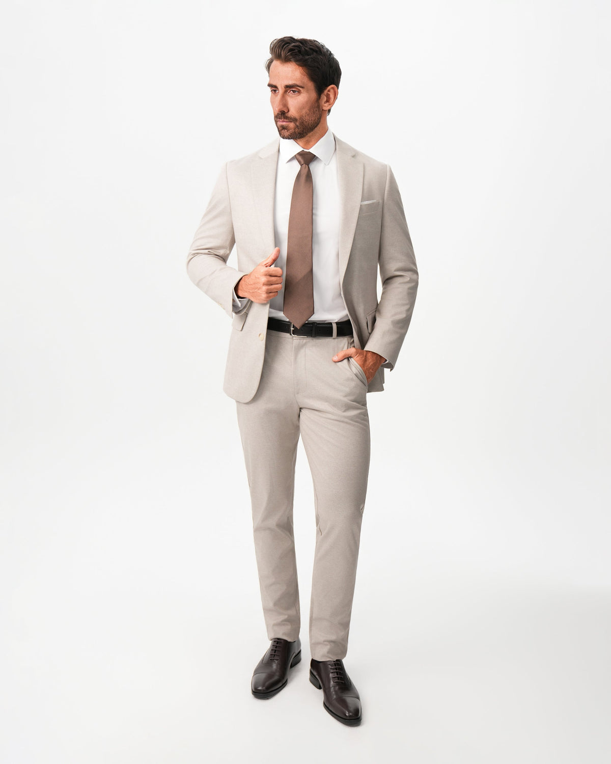 Athletic Fit Stretch Suit - Solid Tan | State & Liberty Suits