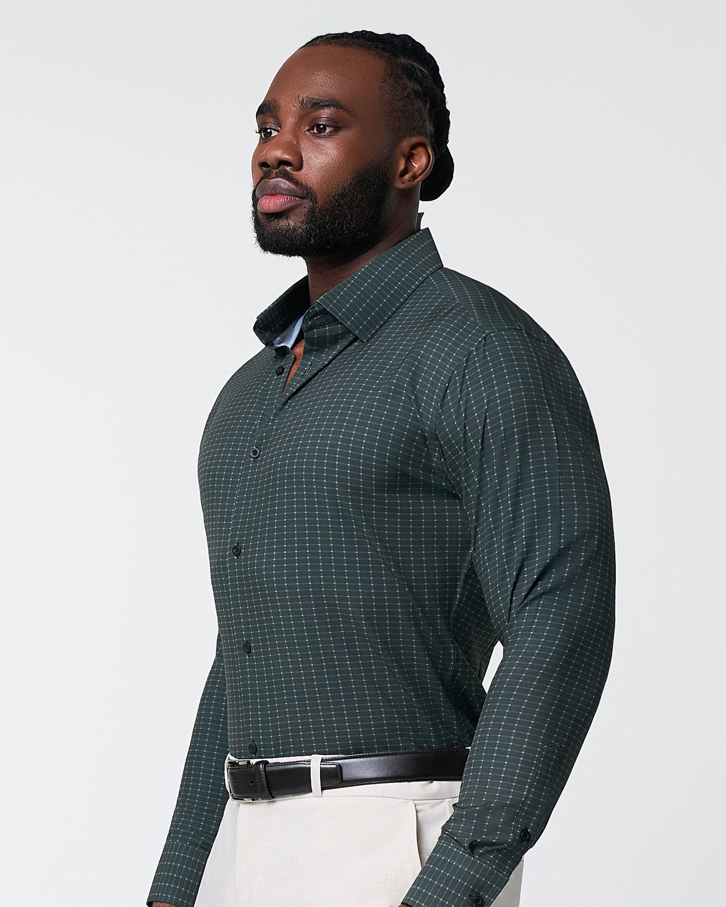 "The Colby" Dark Green & Mint Windowpane | State & Liberty Dress Shirts