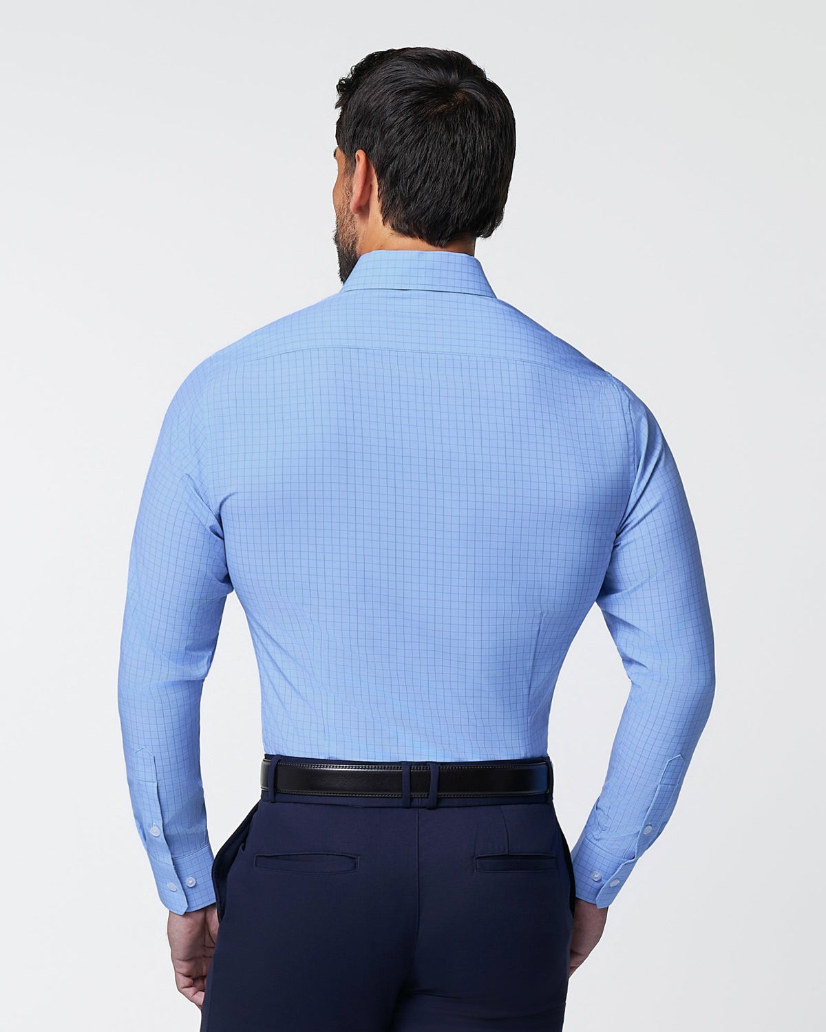 "The Reynolds" Powder Blue and Navy Windowpane | State & Liberty Dress Shirts