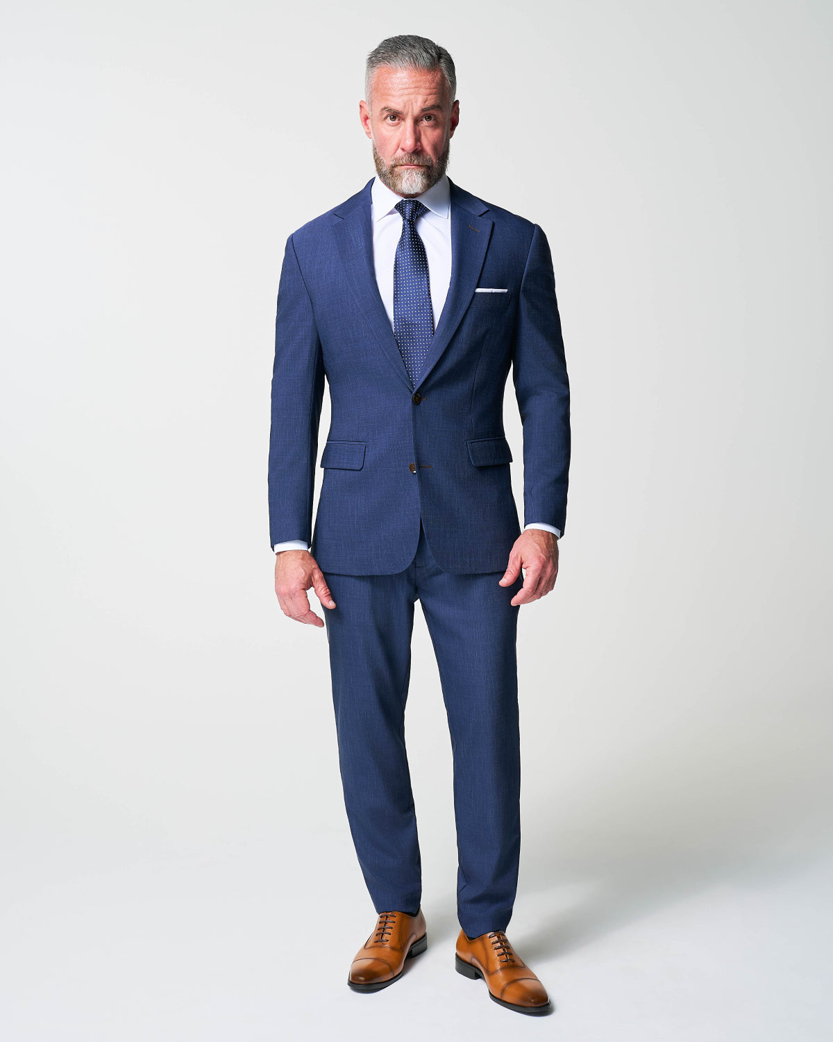 Athletic Fit Stretch Suit - Heathered Navy | State & Liberty Suits