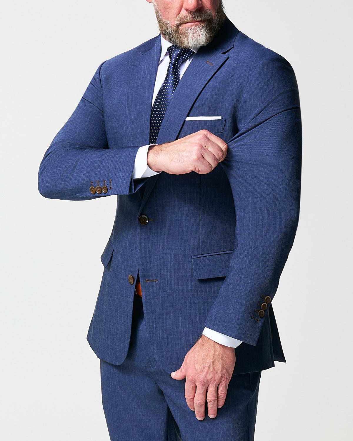 Athletic Fit Stretch Suit - Heathered Navy | State & Liberty Suits