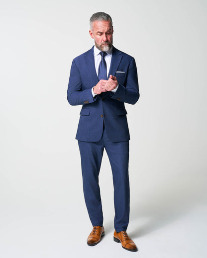 Athletic Fit Stretch Suit - Heathered Navy | State & Liberty Suits