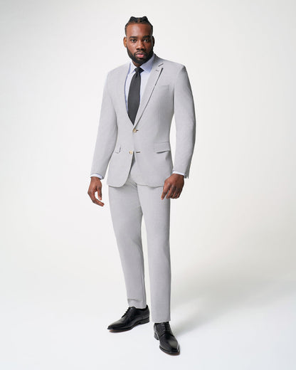 Athletic Fit Stretch Suit - Lightweight Heathered Light Grey | State & Liberty Suits