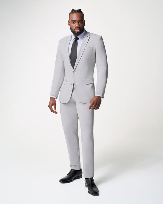 Athletic Fit Stretch Suit - Lightweight Heathered Light Grey | State & Liberty Suits
