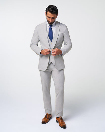 Athletic Fit Stretch Suit - Lightweight Heathered Light Grey | State & Liberty Suits