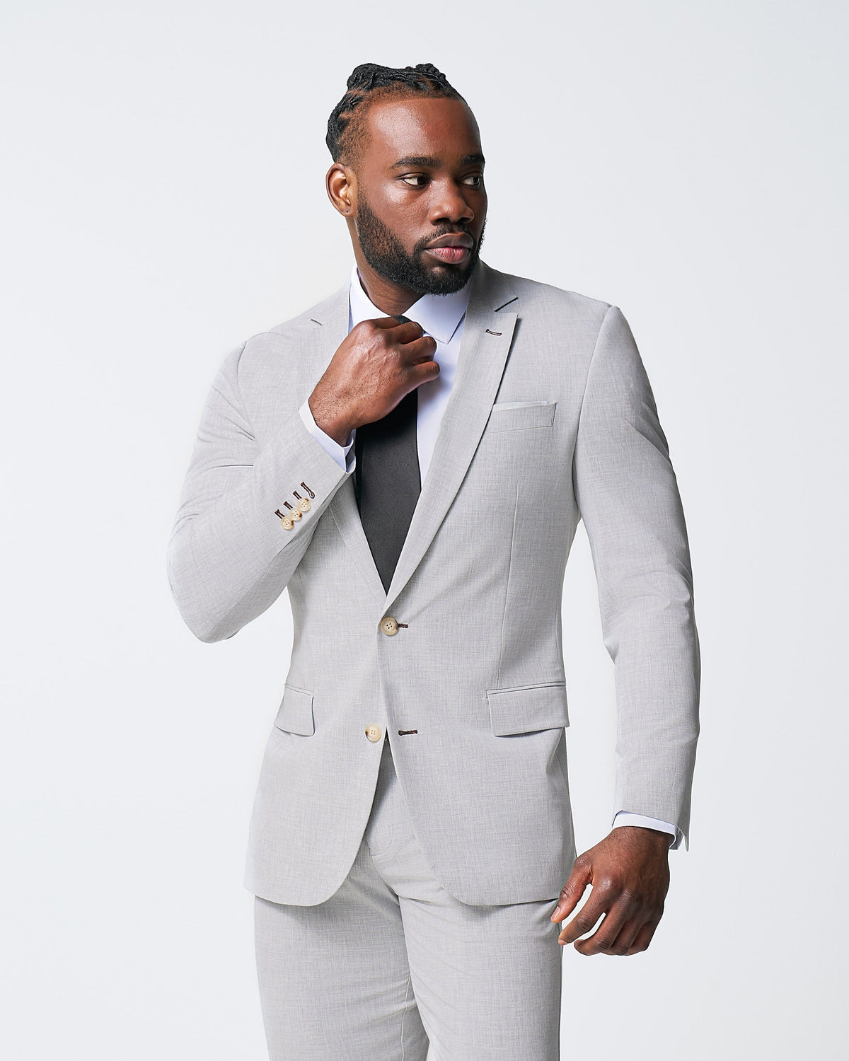 Athletic Fit Stretch Suit - Lightweight Heathered Light Grey | State & Liberty Suits