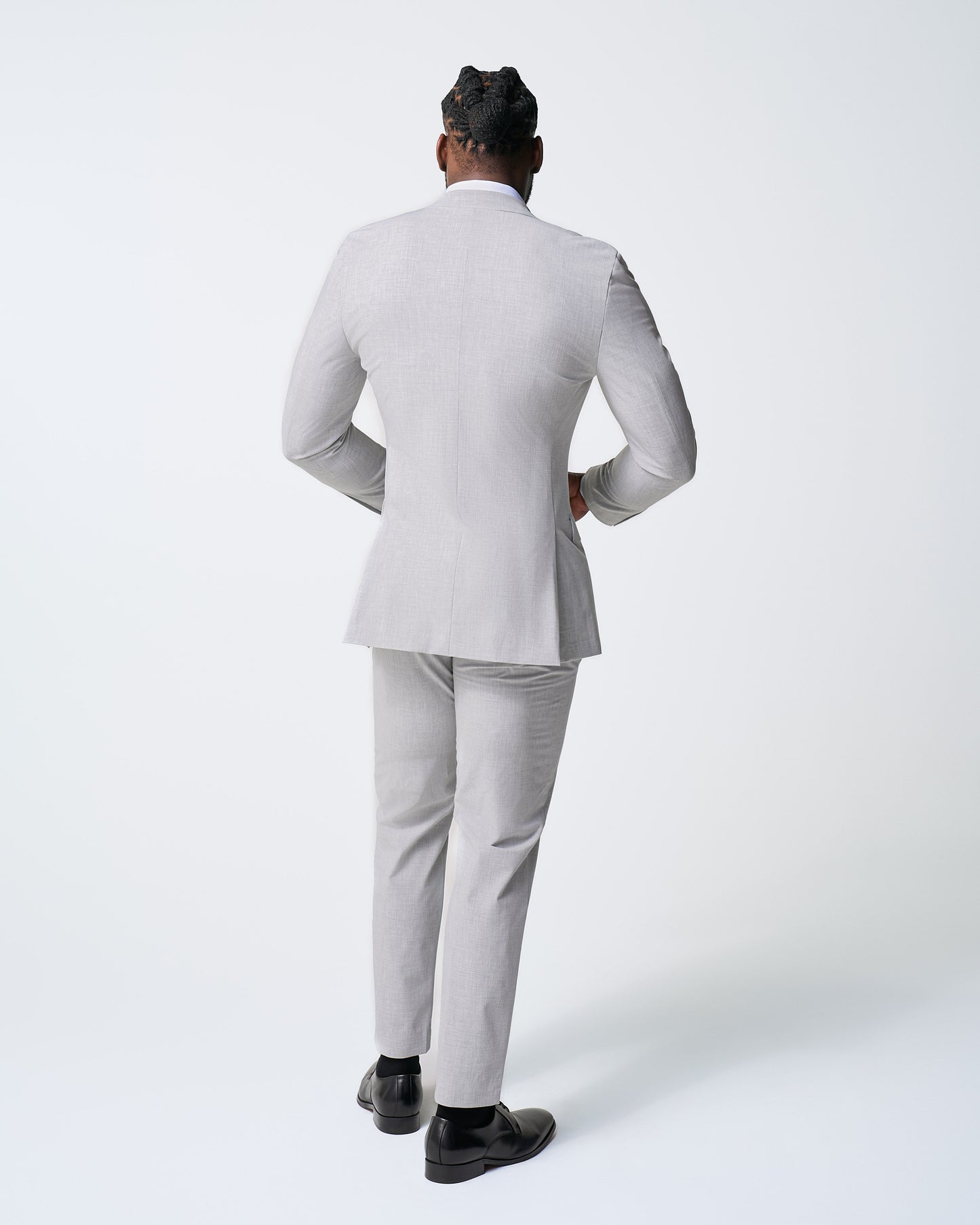 Athletic Fit Stretch Suit - Lightweight Heathered Light Grey | State & Liberty Suits