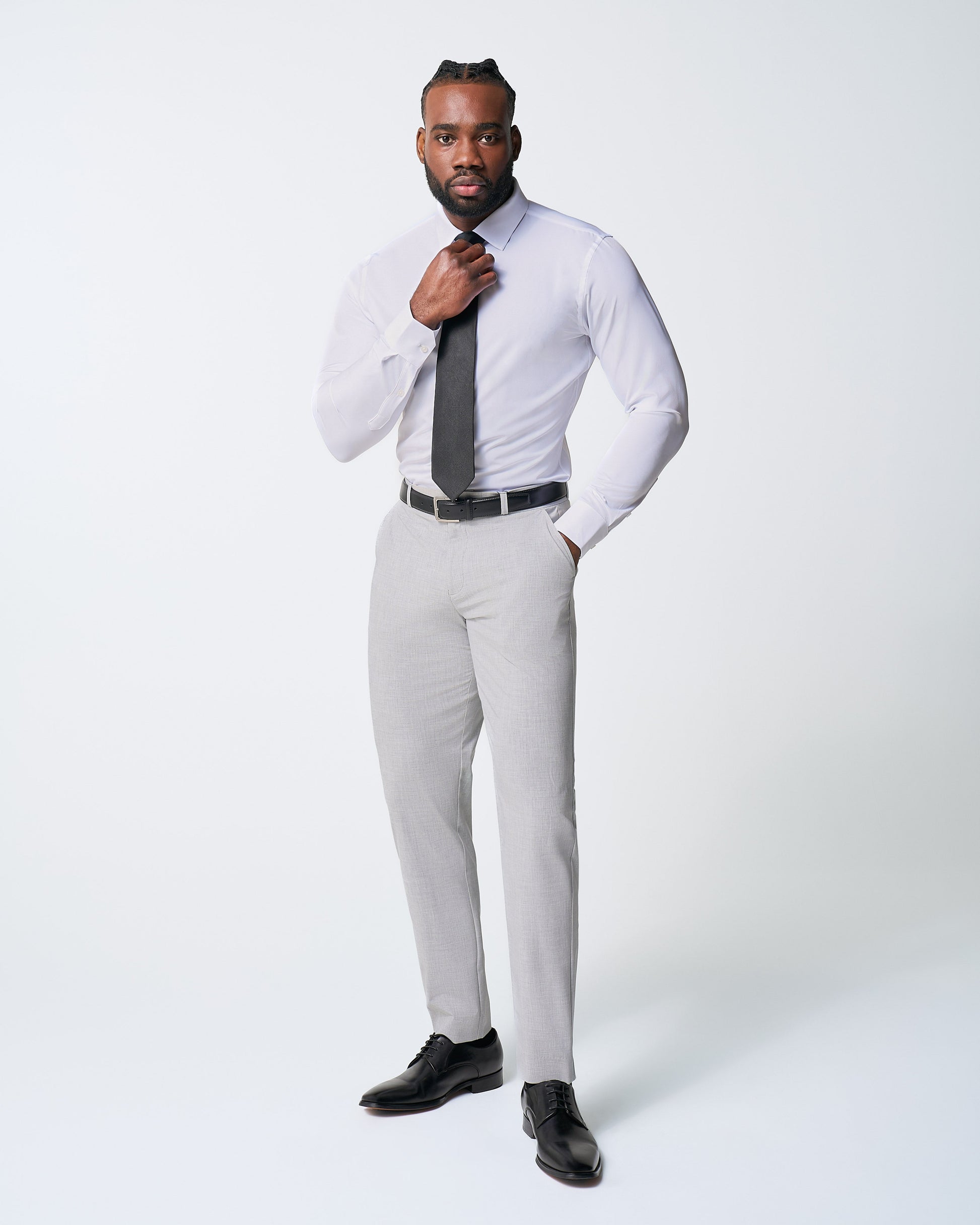 Athletic Fit Stretch Suit - Lightweight Heathered Light Grey | State & Liberty Suits