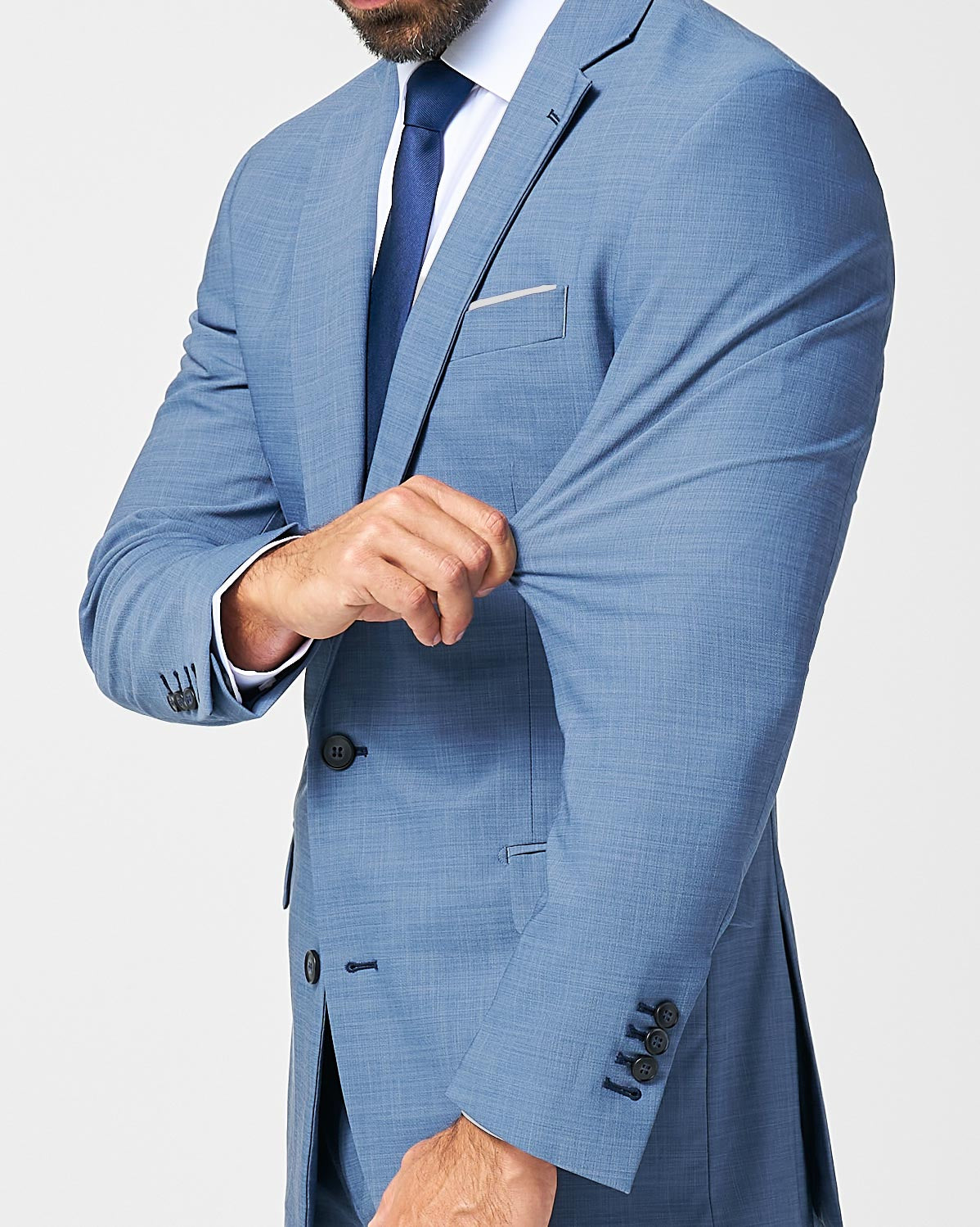 Athletic Fit Stretch Suit - Heathered Light Blue | State & Liberty Suits
