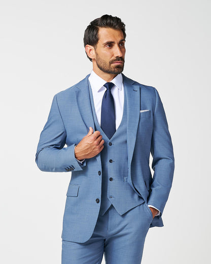 Athletic Fit Stretch Suit - Heathered Light Blue | State & Liberty Suits