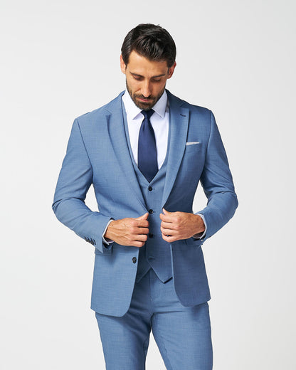 Athletic Fit Stretch Suit - Heathered Light Blue | State & Liberty Suits