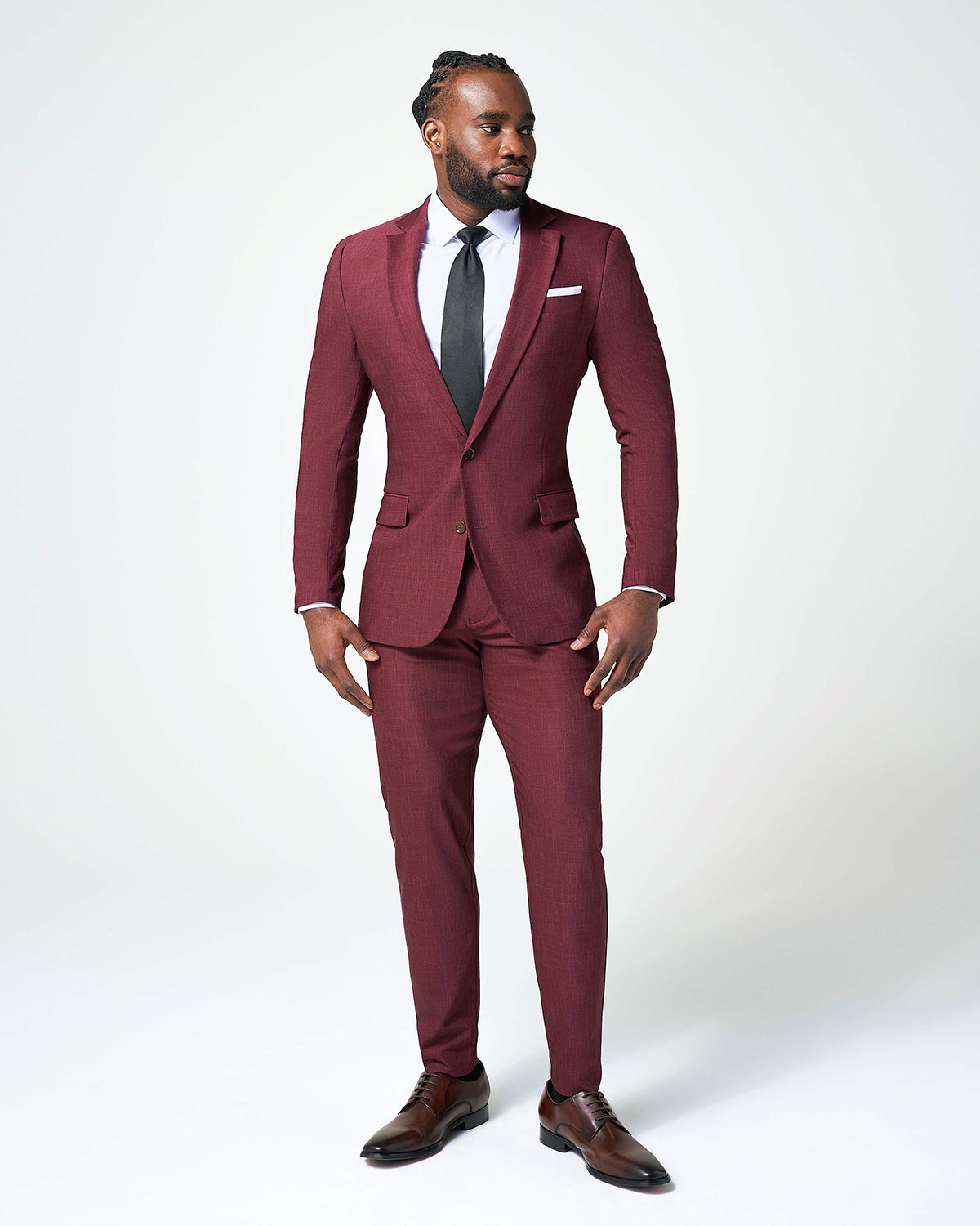 Athletic Fit Stretch Suit - Heathered Maroon | State & Liberty Suits