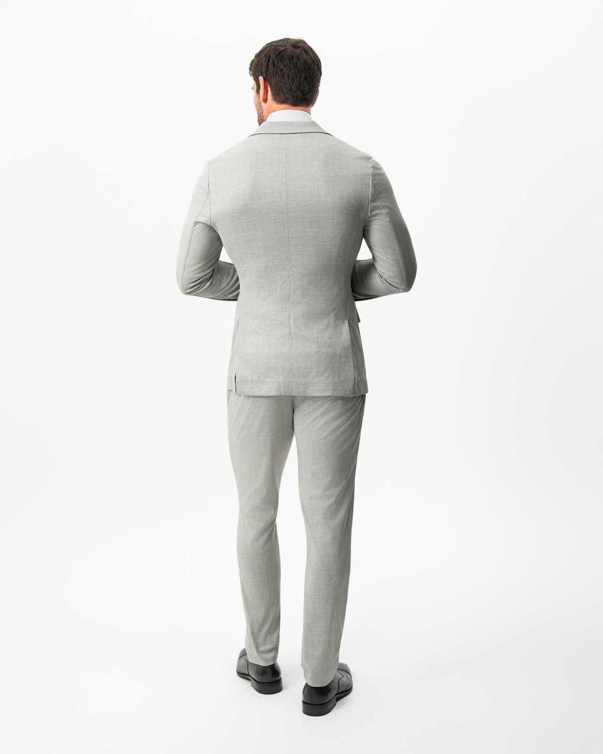 Athletic Fit Stretch Suit - Unstructured Stone Crosshatch | State & Liberty Suits
