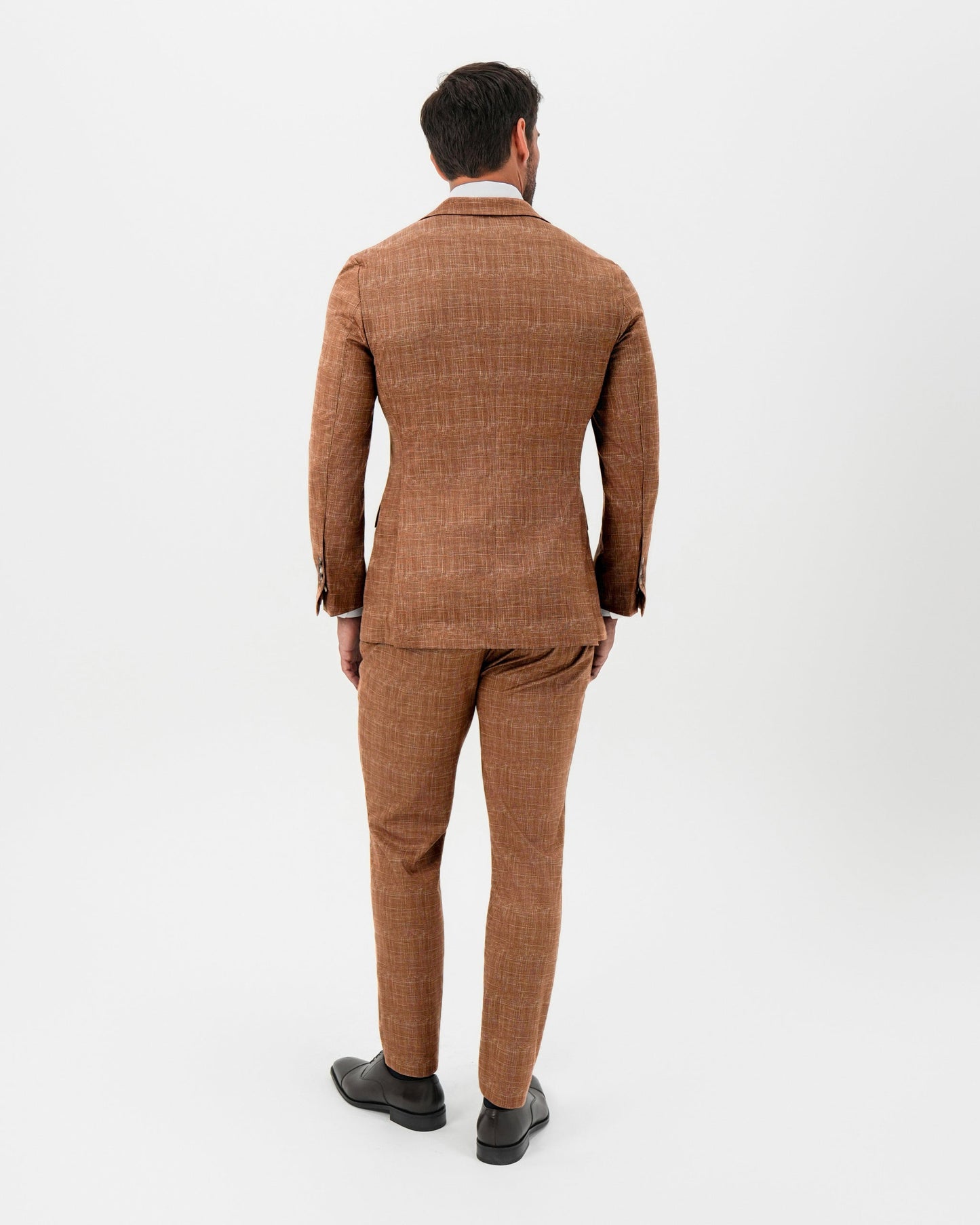 Athletic Fit Stretch Suit - Unstructured Light Brown Crosshatch | State & Liberty Suits