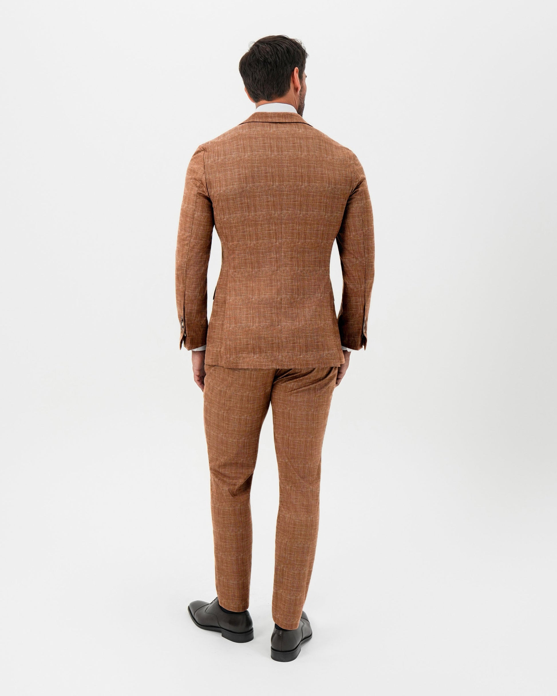 Athletic Fit Stretch Suit - Unstructured Light Brown Crosshatch | State & Liberty Suits